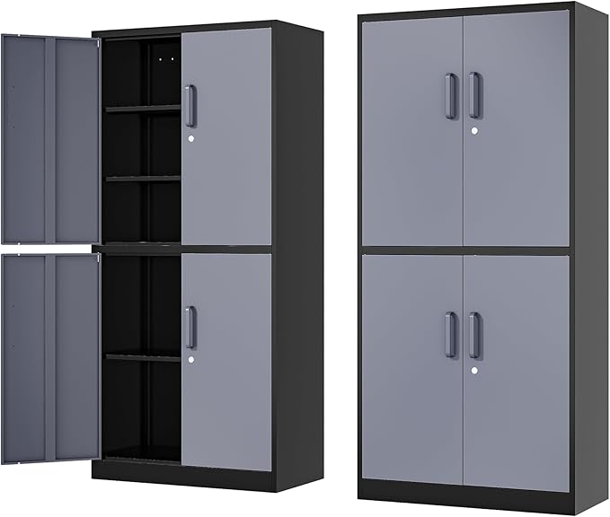 71” Metal Storage Cabinet-Lockable File Garage Tool Cabinets by Fesbos