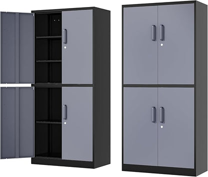 71” Metal Storage Cabinet-Lockable File Garage Tool Cabinets by Fesbos