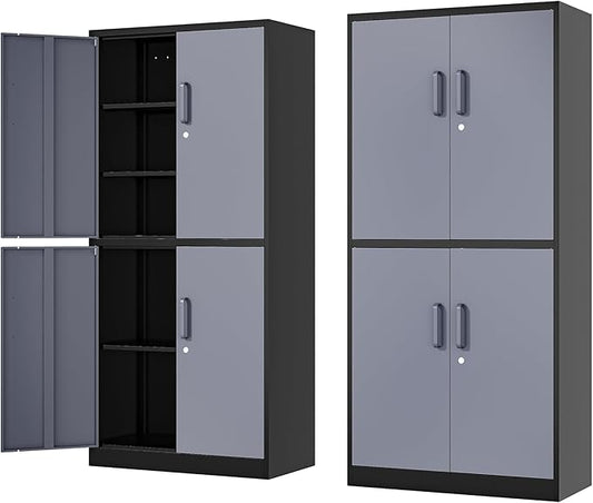 71” Metal Storage Cabinet-Lockable File Garage Tool Cabinets by Fesbos