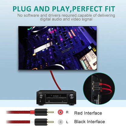 Goalfish RCA Cable, 10 FT 2-Male to 2-Male RCA Audio Cord Stereo Subwoofer - Image 6