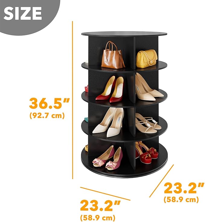 SpaceAid 4 Tier Rotating Shoe Rack Tower, Spinning Shoe Display Lazy Susan - Image 2