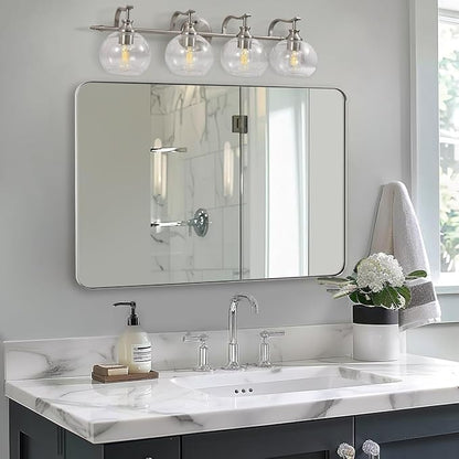 ANDY STAR 30"x48" Brushed Nickel Bathroom Mirror, Large Wall Mirror by ANDYSTAR