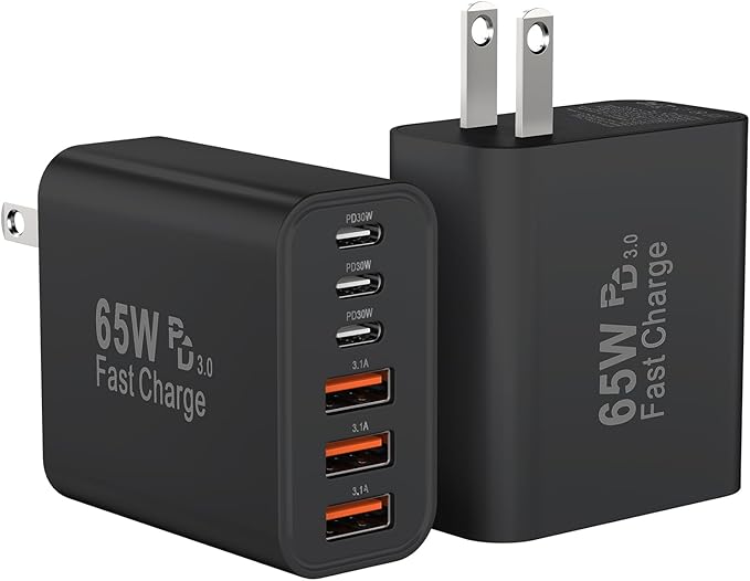 USB C Fast Charger Block, iPhone Charger Fast Charging Blocks 65W Multi Port by Bustuny