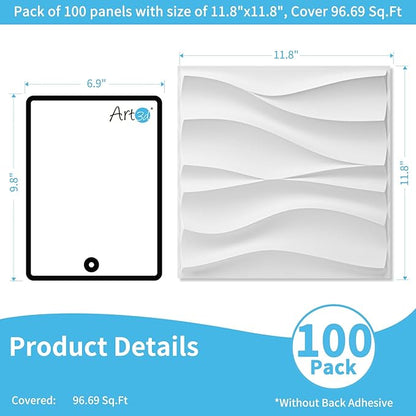 Art3d 100 Pack Decorative 3D Wall Panels, 97 Sq.Feet PVC Interior Wall Décor - Image 2