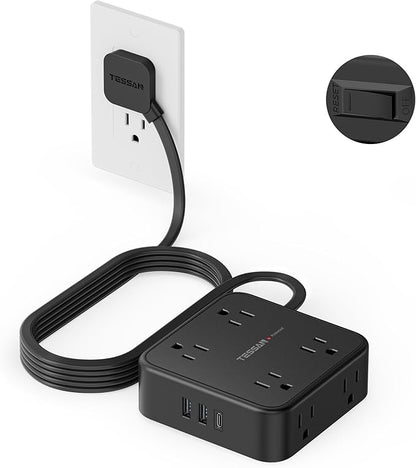 TESSAN 10 Ft Flat Plug Extension Cord by TESSAN