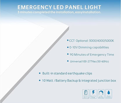 2X4 LED Flat Panel Light with Emergency Battery Backup, 50W 3000K/4000K/5000K - Image 5