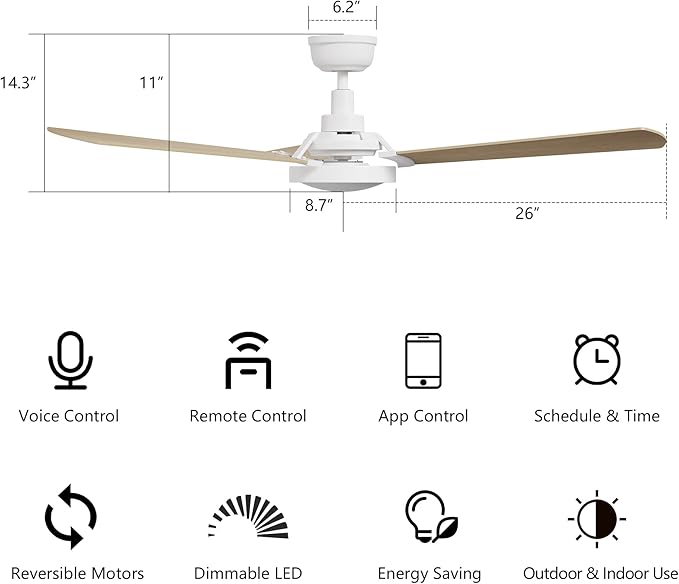 SMAAIR 52 Inch Smart Wifi Ceiling Fans - Image 8