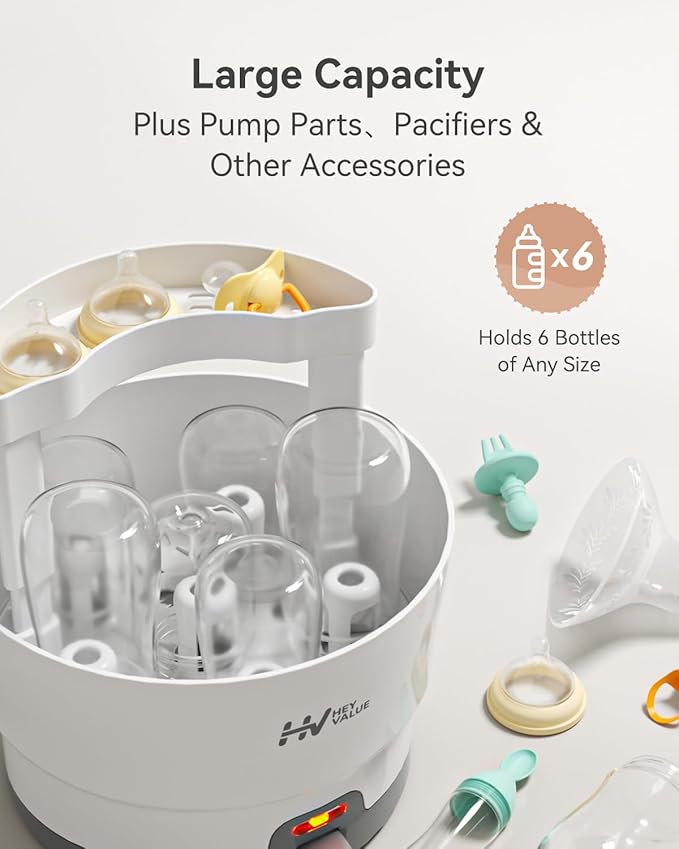 HEYVALUE Ease-Steam Bottle Sterilizer, Compact Baby Bottle Sterilizer, Fast - Image 4