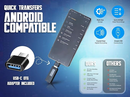 USB Audio Note Device 288-Hour Storage | Hands-Free Audio Capture | Extended - Image 8