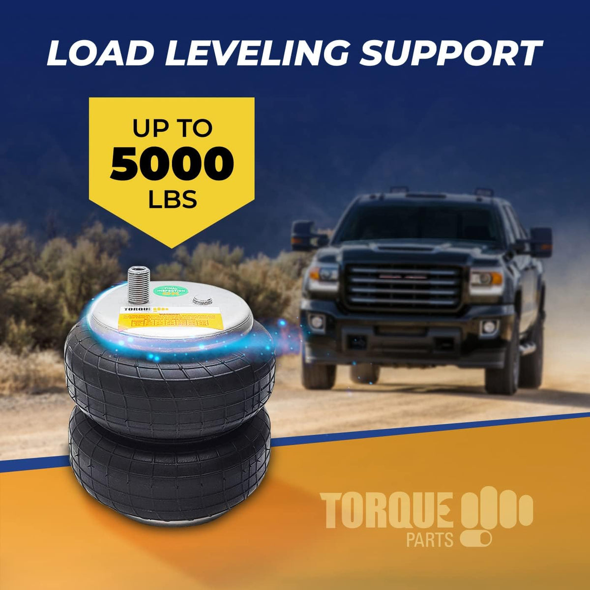 torque air suspension bag kit for 1988-1998 gmc, side view
