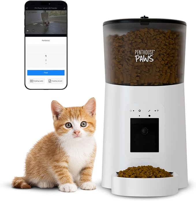 Penthouse Paws Smart HD Automatic Pet Feeder, 6L Dry Food Capacity, 1080p Camera by PENTHOUSEPAWS