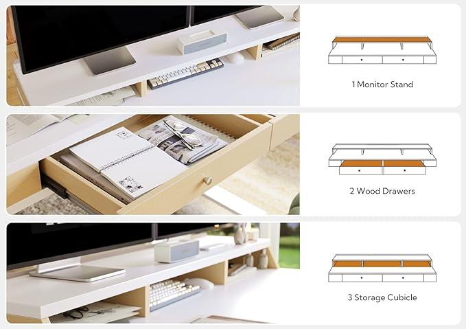 Claiks Standing Desk with Drawers, Electric Adjustable Standing Desk Adjustable - Image 4