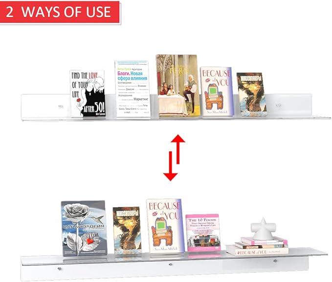36 Inches Acrylic Wall Shelves 2 Pack, Floating Shelf - Image 4