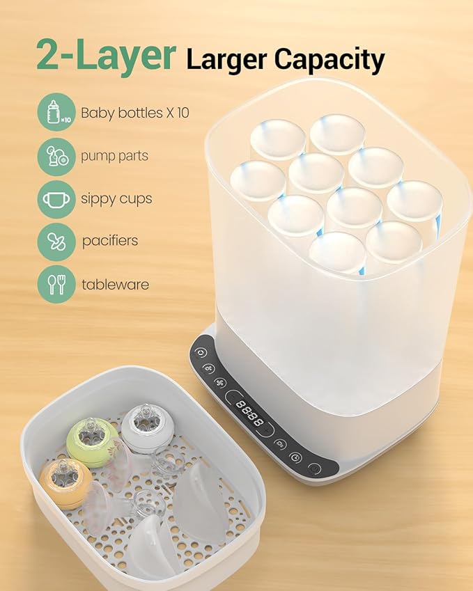 HAUTURE Bottle Sterilizer and Dryer, 6-in-1 Baby Bottle Sterilizer, 10 Bottles - Image 4