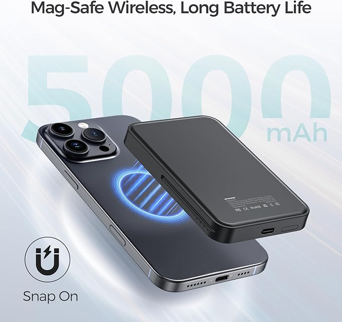 ANJANK 3 in 1 Foldable Wireless Charging Station, 5000mAh Removable Mag-Safe - Image 6