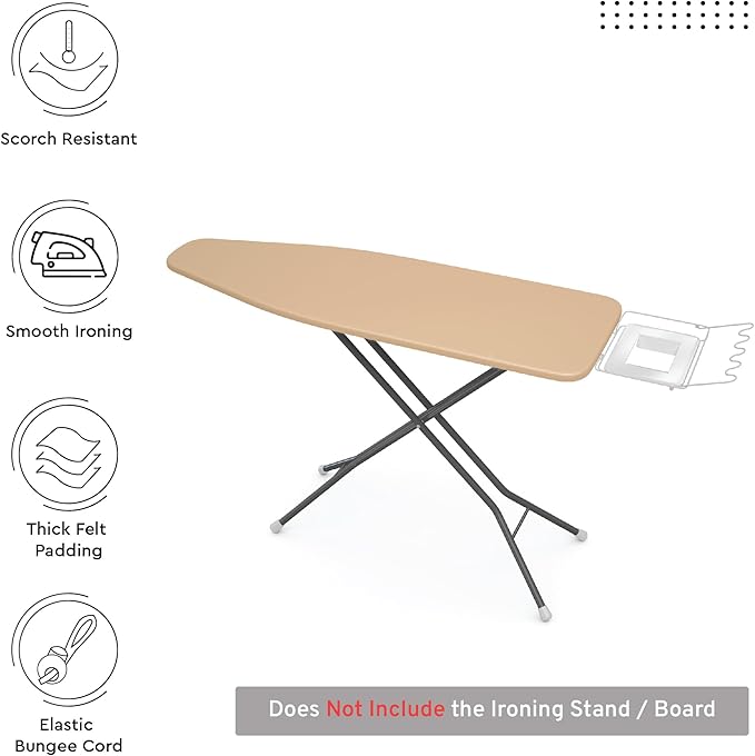 Encasa XO Ironing Board Cover and Pad 42"x14" - 4mm Felt Medium Iron Board - Image 2