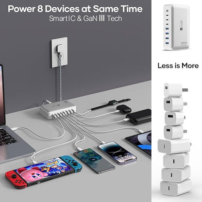 200W Charging Station for Multiple Devices, 8-Port USB C Charger Block Fast - Image 6