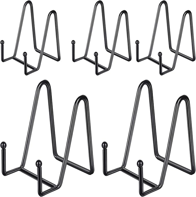 IBosins 5 Pack 4 Inch Plate Holder Display Stands, Metal Black Frame Stand by IBosins