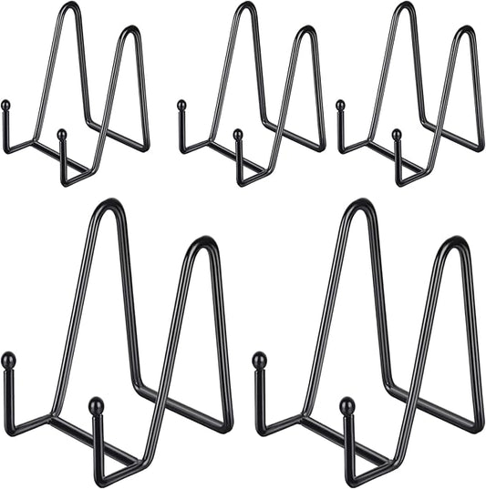 IBosins 5 Pack 4 Inch Plate Holder Display Stands, Metal Black Frame Stand by IBosins
