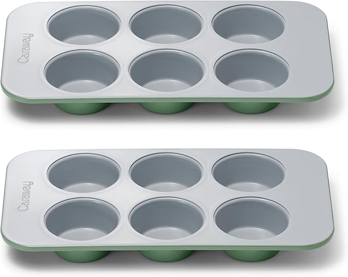 Caraway Nonstick Ceramic 6 Cup Muffin Pan Duo – Non-Toxic, PTFE & PFOA Free – by Caraway