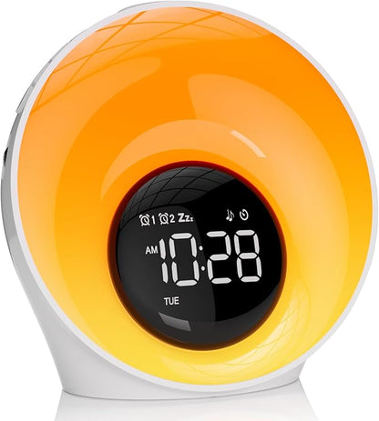 Wake Up Light Sunrise Alarm Clock, Night Lights, Dual Alarms, Bedside Lamp by AUYLE