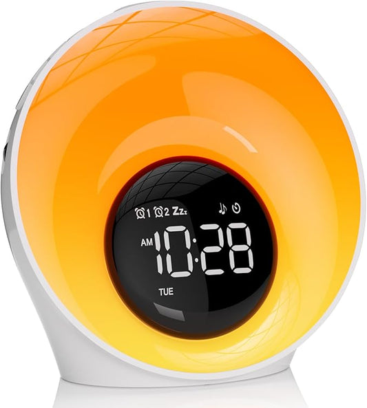 Wake Up Light Sunrise Alarm Clock, Night Lights, Dual Alarms, Bedside Lamp by AUYLE