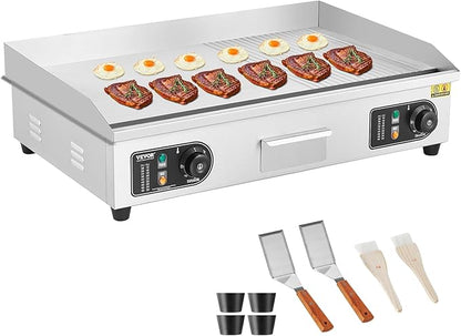 VEVOR Upgraded Commercial Electric Griddle, 2800W Countertop Half-Flat Top Grill by VEVOR