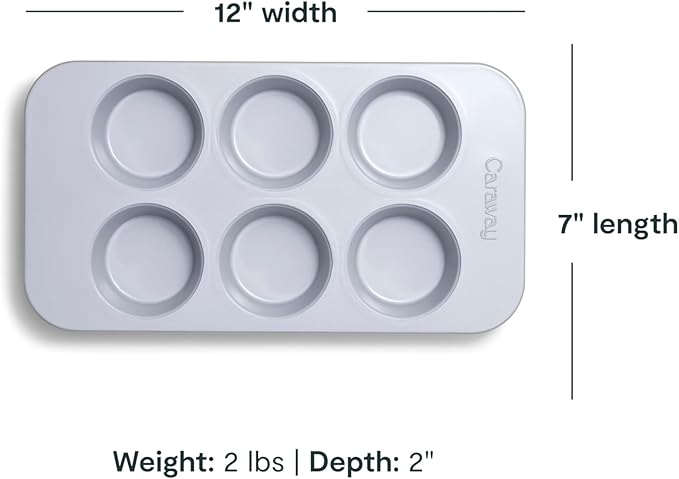 Caraway Nonstick Ceramic 6 Cup Muffin Pan Duo – Non-Toxic, PTFE & PFOA Free – - Image 3