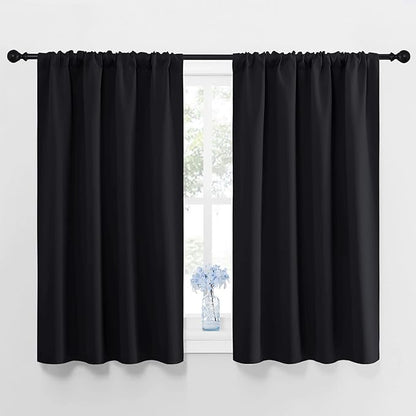 NICETOWN Black Blackout Curtains and Drapes 48 inches Long, Privacy RV Draperies by NICETOWN