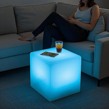 Mr.Go 15-Inch LED Cube Chair, 16 Dimmable RGB Colors Cube Seat w/Remote - Image 4