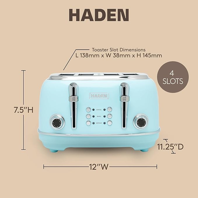 Haden Heritage 4 Slice Wide Slot Stainless Steel Toaster - Image 4