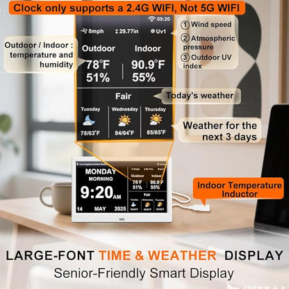 2025 Digital Clock with Weather Forecast & Temperature/Humidity Large Display - Image 2