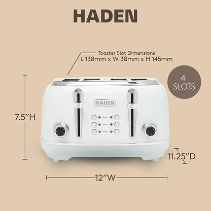 HADEN Heritage Toaster with Extra Wide Slots, Ivory & Chrome - Image 4