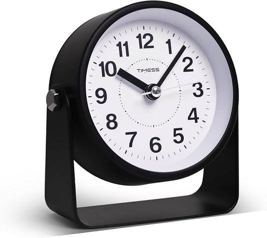 TIMESS Analog Alarm Clock, Silent Non-Ticking Quartz Movement, Battery-Operated by TIMESS