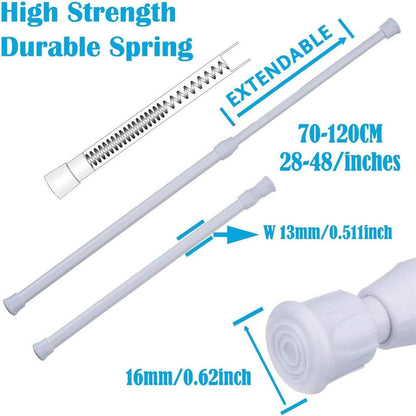 Tension Rods 28 to 48 Inches 8 Pack,Tension Curtain Rod,Spring Tension Rods,Adjustable Extension Spring Rods Closet Rod for Windows,Kitchen, Bathroom,Cupboard,Wardrobe
