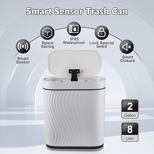 Bathroom Trash Cans with Lid 2 Gallon Automatic Trash Can, Small Motion Sensor - Image 4