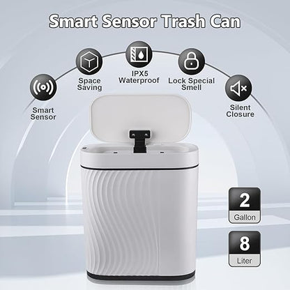 Bathroom Trash Cans with Lid 2 Gallon Automatic Trash Can, Small Motion Sensor - Image 4