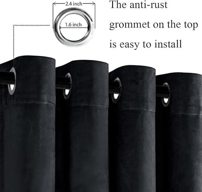 JIUZHEN Black Velvet Curtains 108 inches - Image 2