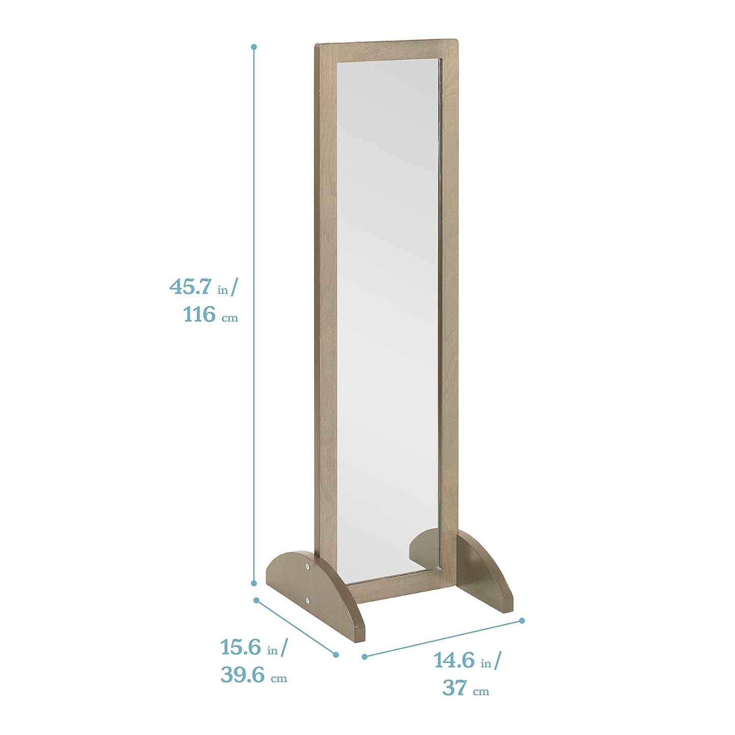ECR4Kids Double-Sided Wooden Bi-Directional Mirror, Montessori, Grey Wash | Durable birch, GREENGUARD Gold Certified, shatter-resistant mirror, anti-tip feet, vertical & horizontal use, classroom/home