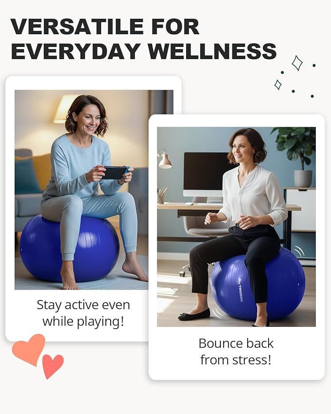 Trideer Exercise Ball for Yoga, Pilates & Fitness – Stability Ball Equipment - Image 6