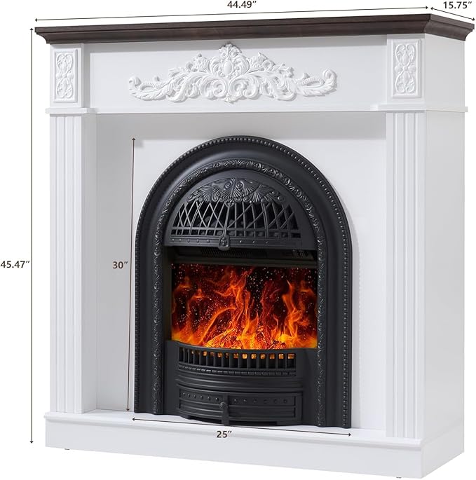 45" Electric Fireplace with Mantel, Farmhouse Electric Fireplaces TV Stand - Image 2
