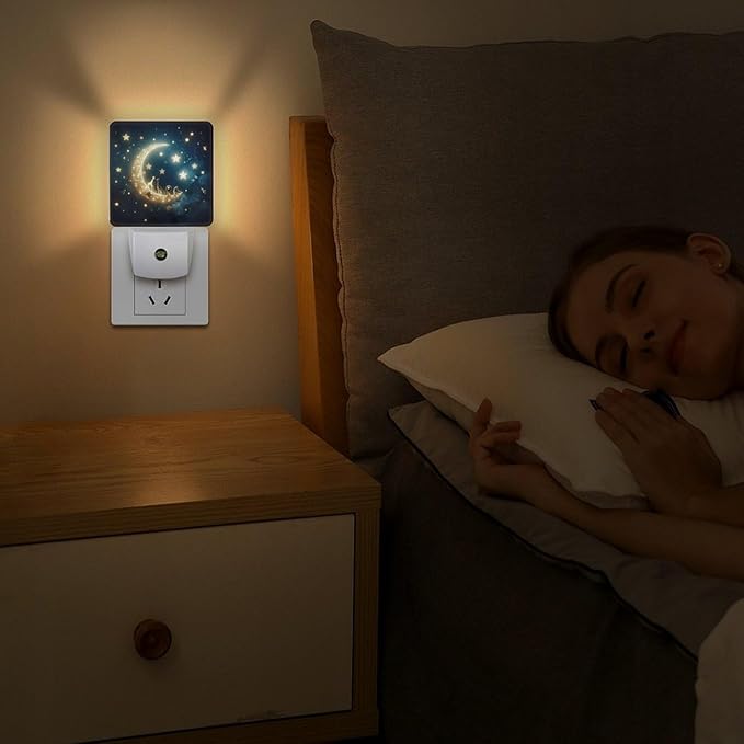 Moon and Starry Sky Night Light, Plug into Wall Decor Nightlights - Image 5