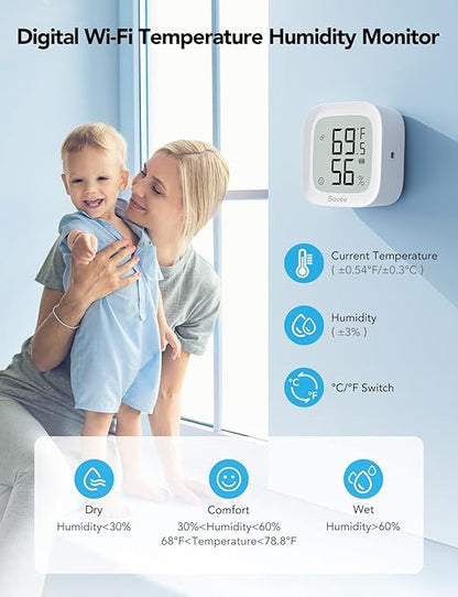 Govee WiFi Thermometer Hygrometer H5103, Indoor Bluetooth Temperature Humidity - Image 3