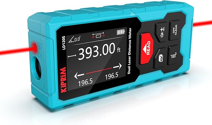 Kiprim 393ft Dual Laser Distance Measuring Tool LD120S, 120m Total Range by KiprimTools