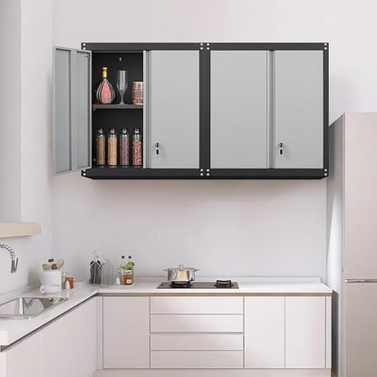 GREATMEET Lockable Storage Cabinet, Metal Garage Storage Cabinets, Metal Wall - Image 2