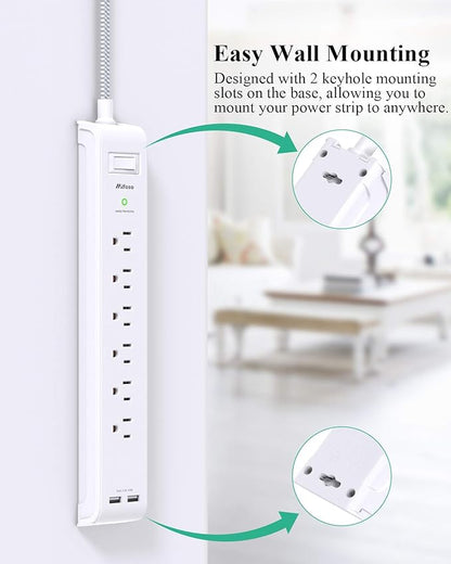 2 Pack Power Strip - 15FT Long Extension Cord - Image 6