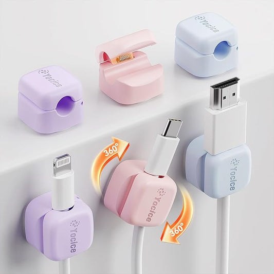 Yocice 6Pack Rotatable Cord Organizer, Spring Cable Clips Desk Cable Management by Yocice
