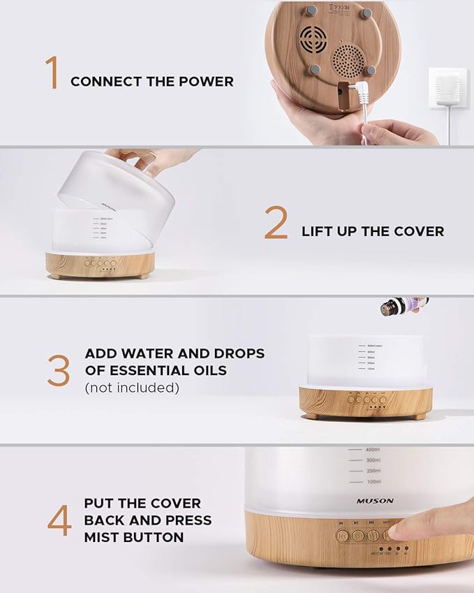 muson Essential Oil Diffuser Sound Machine Combo Diffuser - Image 7