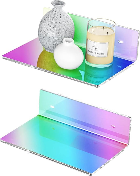 9 Inches Iridescent Floating Shelves Acrylic, Dining Room, Brand Store by Sezanrpt