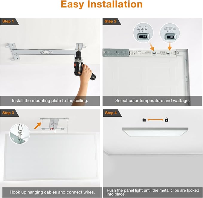 Mcacggo 2x4 FT LED Flat Panel Light Surface Mount 5000K-4000K-3000K Switchable - Image 8